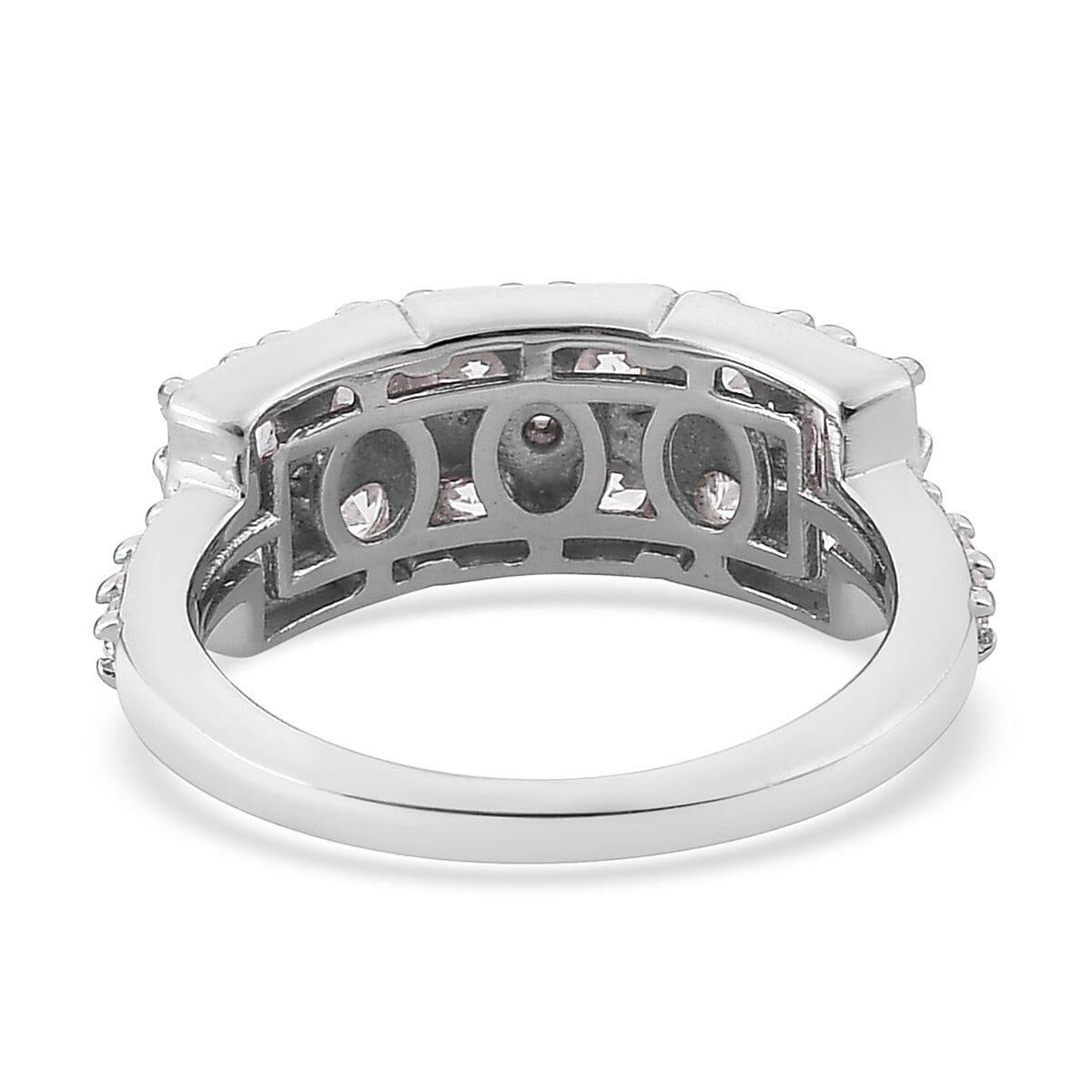 Lustro Stella Platinum Overlay Sterling Silver Ring Made with Finest CZ 3.01 Ct.