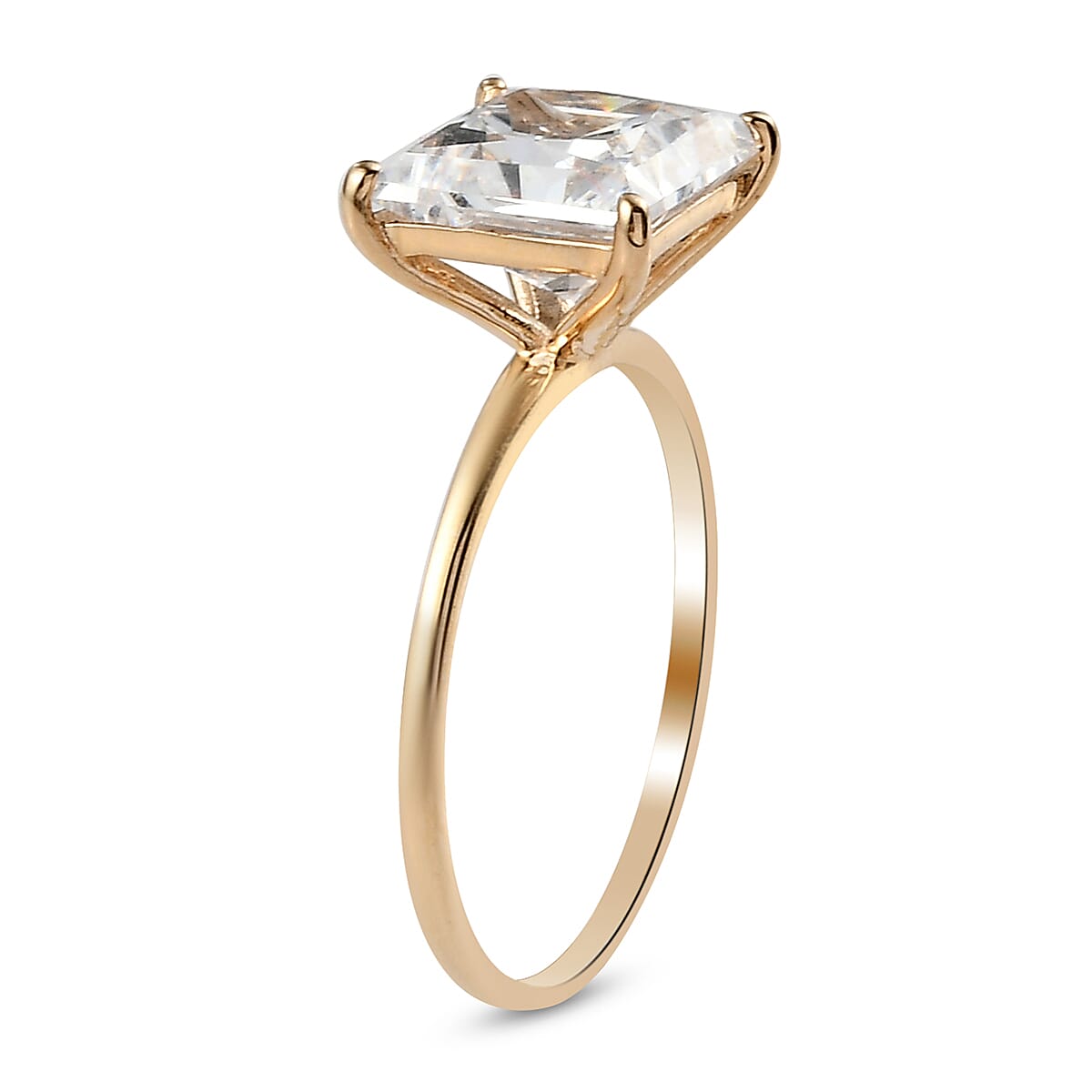 Lustro Stella - 9K Yellow Gold Solitaire Ring Made with Finest CZ 4.83 Ct.