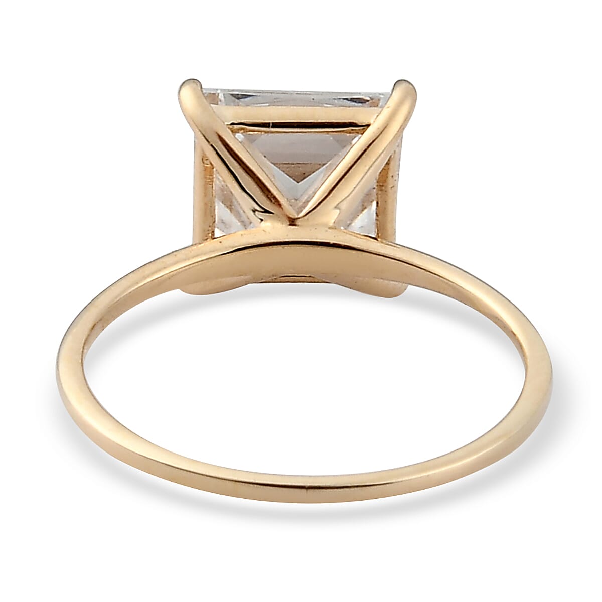 Lustro Stella - 9K Yellow Gold Solitaire Ring Made with Finest CZ 4.83 Ct.