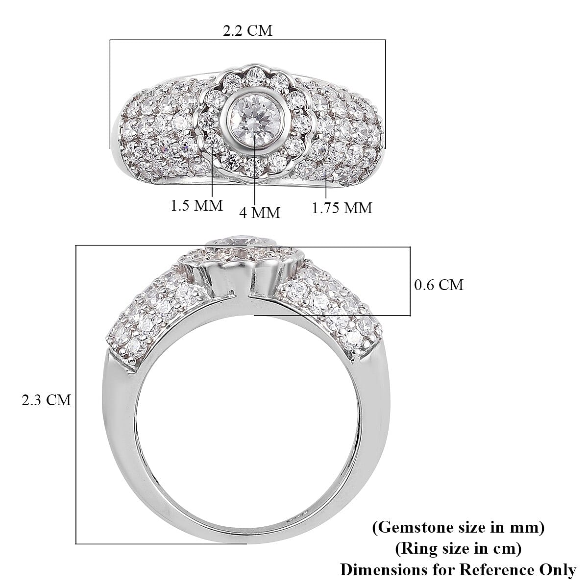 Lustro Stella Platinum Overlay Sterling Silver Ring Made with Finest CZ Lustro Stella Platinum Overlay Sterling Silver Ring Made with Finest CZ