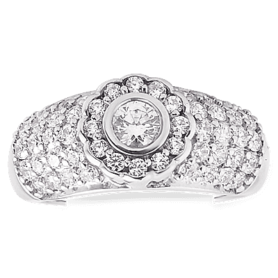 Lustro Stella Platinum Overlay Sterling Silver Ring Made with Finest CZ 2.53 Ct.