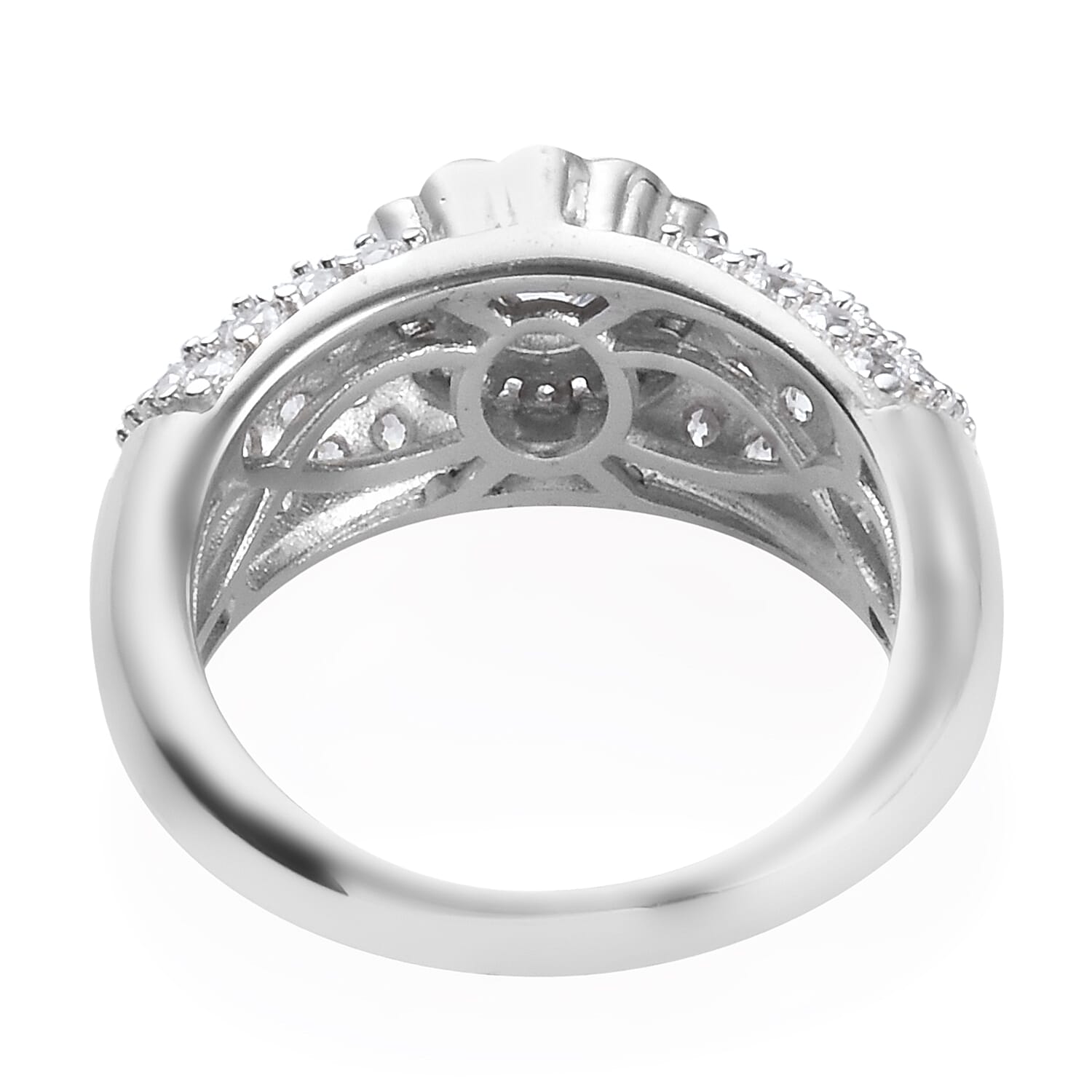 Lustro Stella Platinum Overlay Sterling Silver Ring Made with Finest CZ 2.53 Ct.