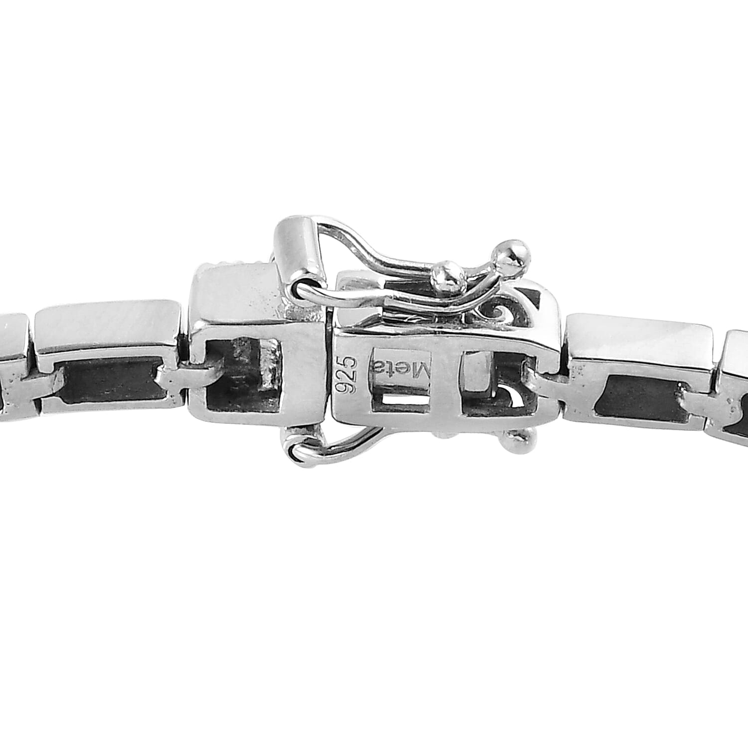 Lustro Stella - Cubic Zirconia Platinum Overlay Sterling Silver Crown Bracelet (Size-7.5) 19.81 Gms