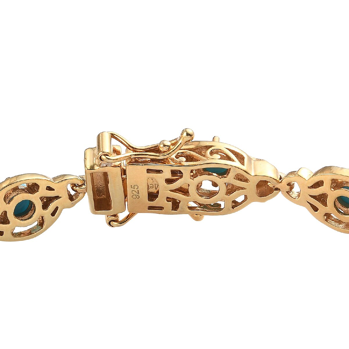 Sleeping Beauty Turquoise Line Bracelet 1 Row in 14K Gold Overlay Sterling Silver 3.50 ct,  Sliver Wt. 12.5 Gms  3.500  Ct.