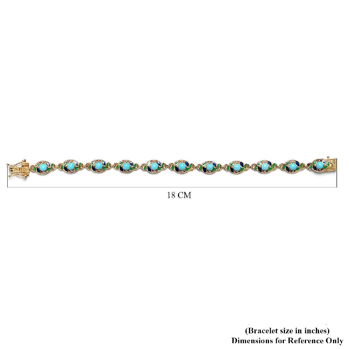 Sleeping Beauty Turquoise Line Bracelet 1 Row in 14K Gold Overlay Sterling Silver 3.50 ct,  Sliver Wt. 12.5 Gms  3.500  Ct.