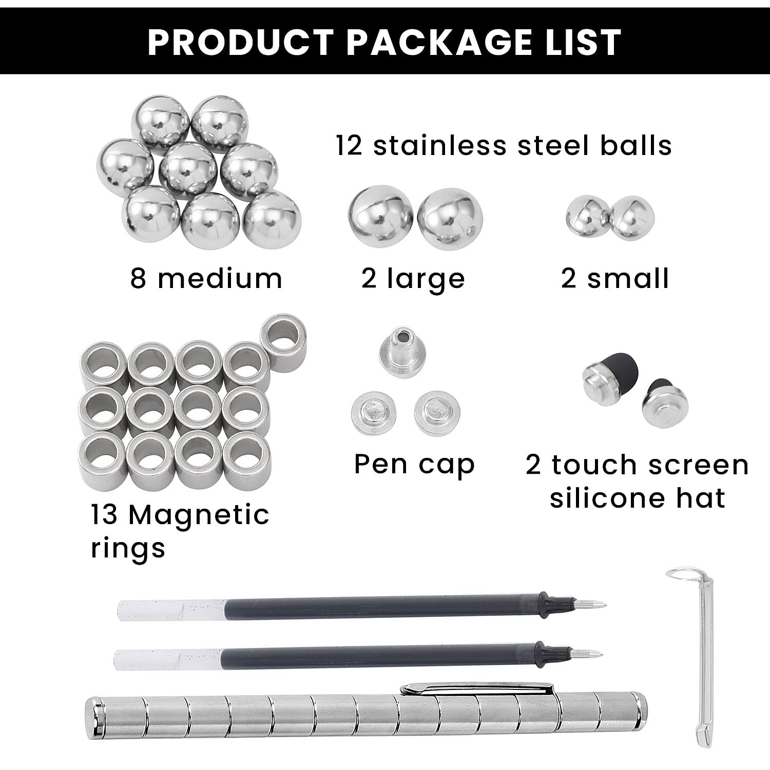 Decompression Magnetic Metal Ball Pen in a Gift Box - White