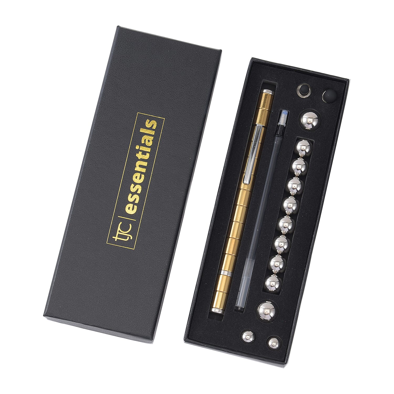 Decompression Magnetic Metal Ball Pen in a Gift Box - Gold