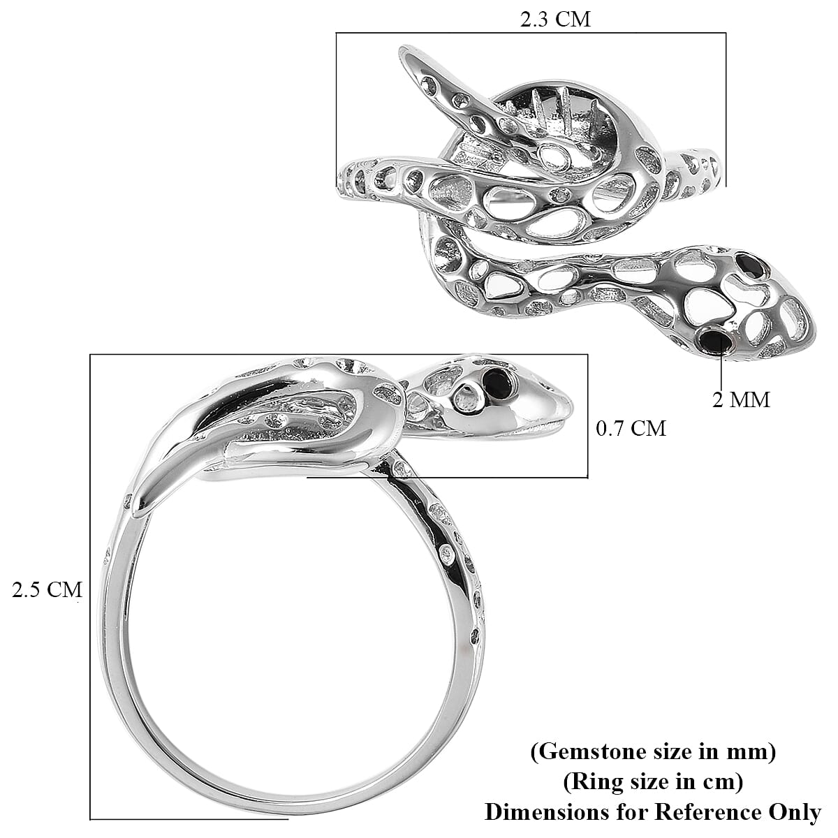 RACHEL GALLEY Venom Collection - Black Spinel Ring in Rhodium Overlay Sterling Silver