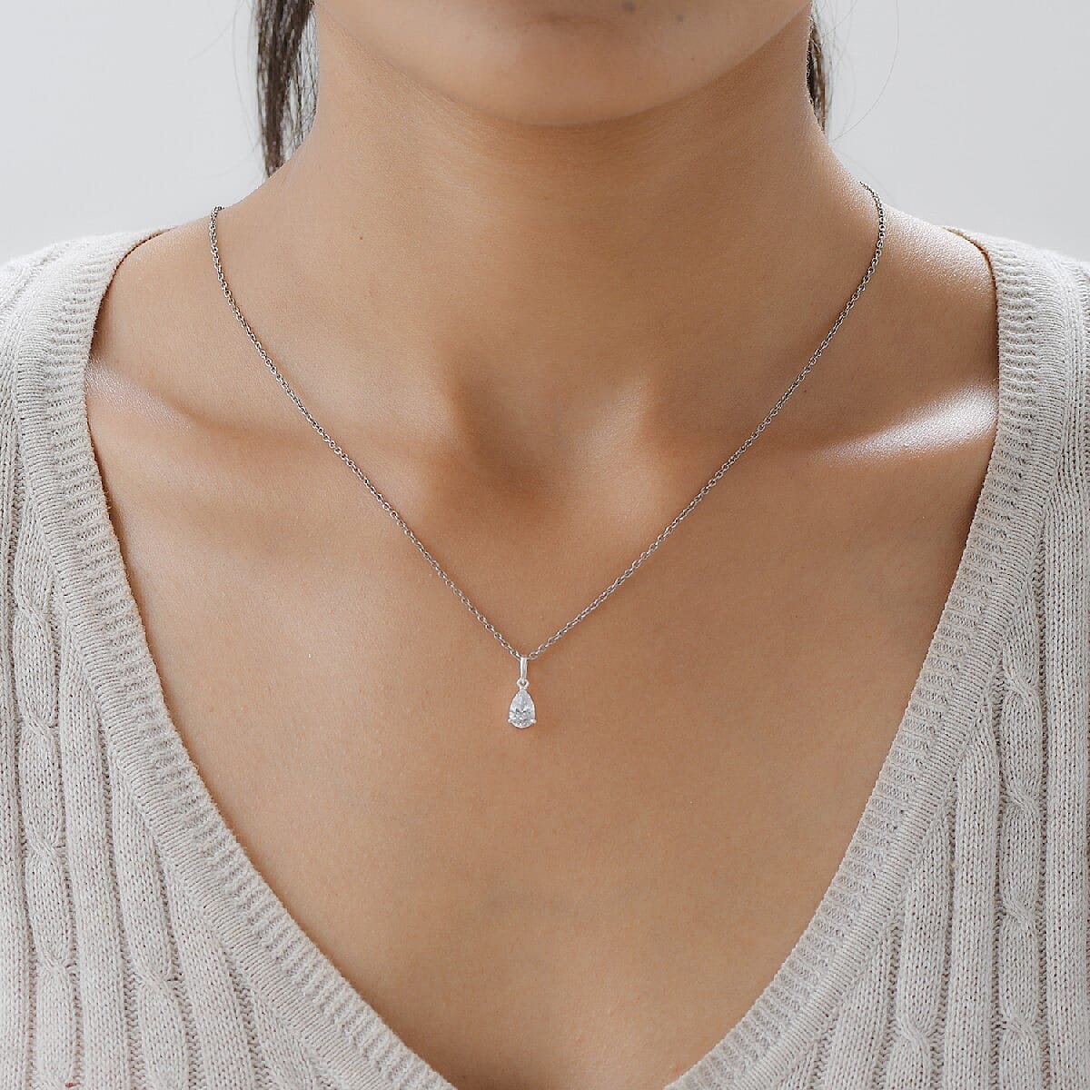 Lustro Stella Sterling Silver Solitaire Pendant Made with Finest CZ 1.320 Ct.