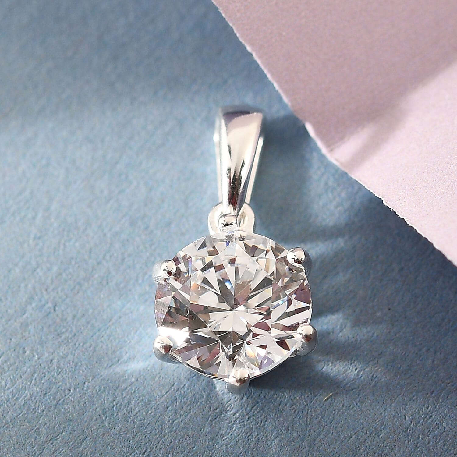Lustro Stella Sterling Silver Pendant Made with Finest CZ 3.38 Ct.
