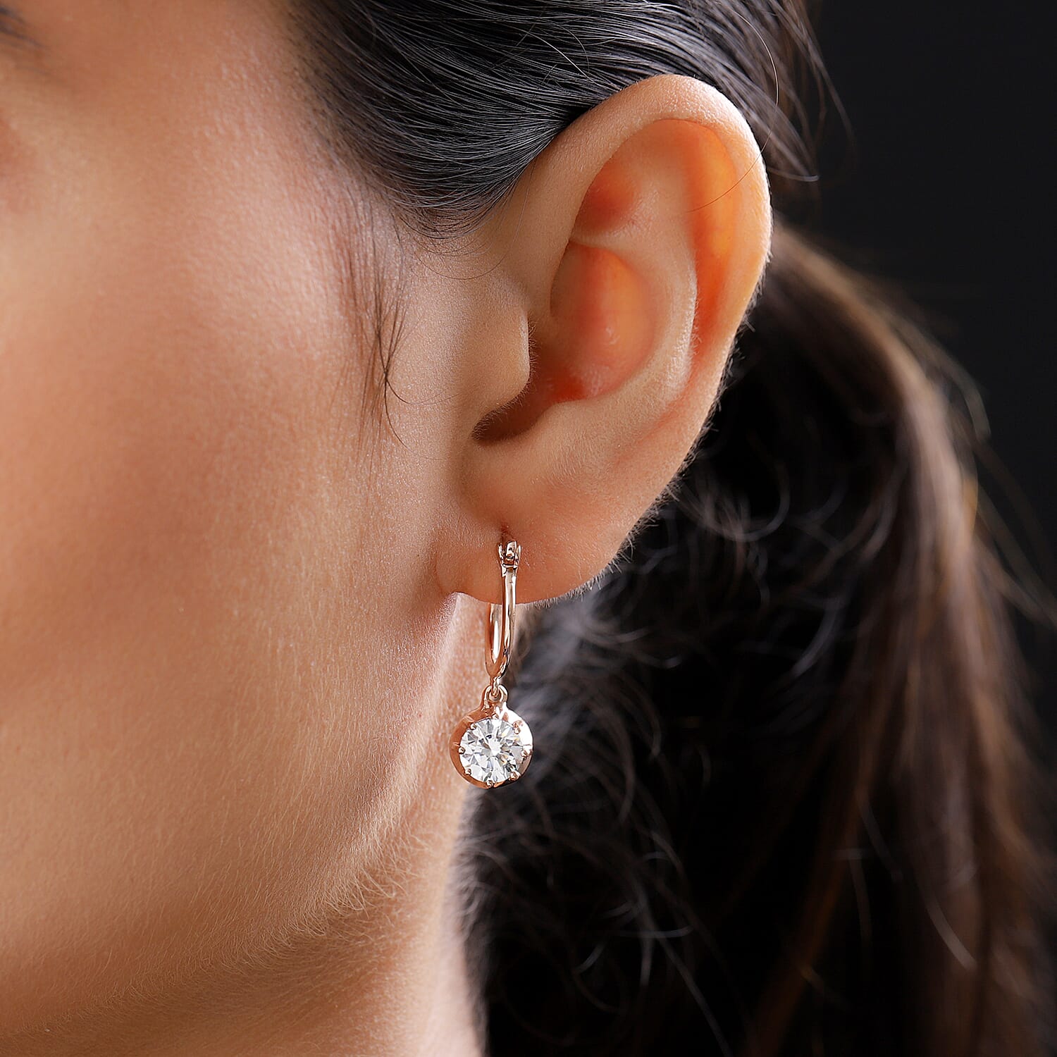 Lustro Stella Rose Gold Overlay Sterling Silver Full Hoop Earrings (with Clasp) Made with Finest CZ 4.55 Ct.