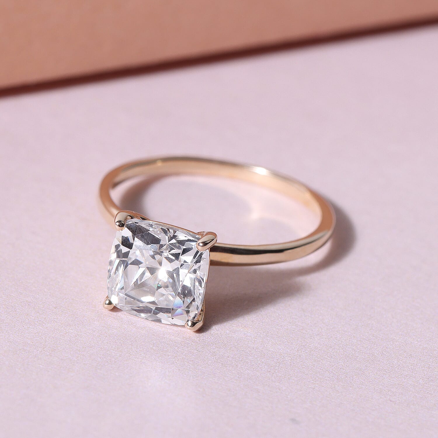 Lustro Stella 9K Yellow Gold Solitaire Ring Made with Finest CZ