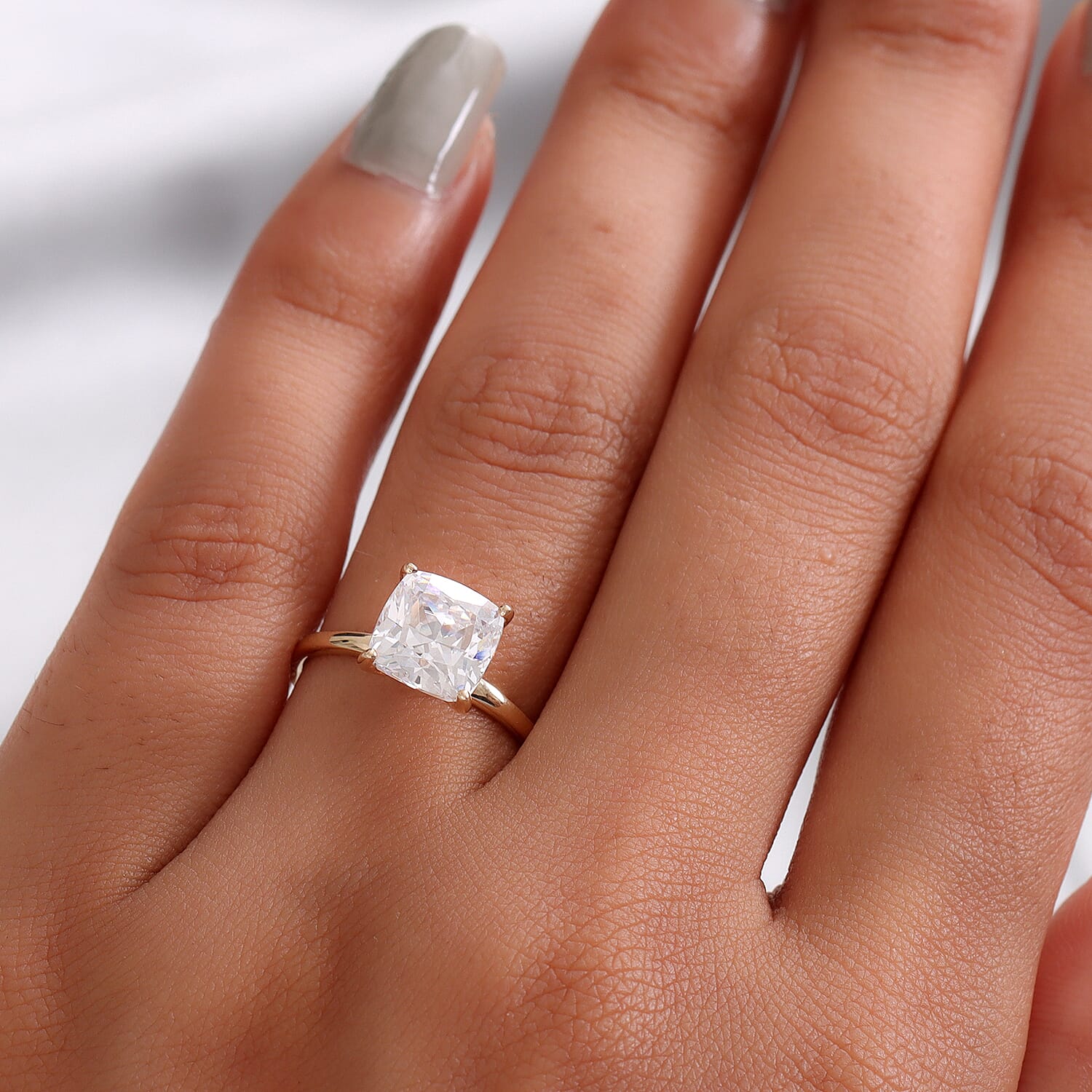 Lustro Stella 9K Yellow Gold Solitaire Ring Made with Finest CZ