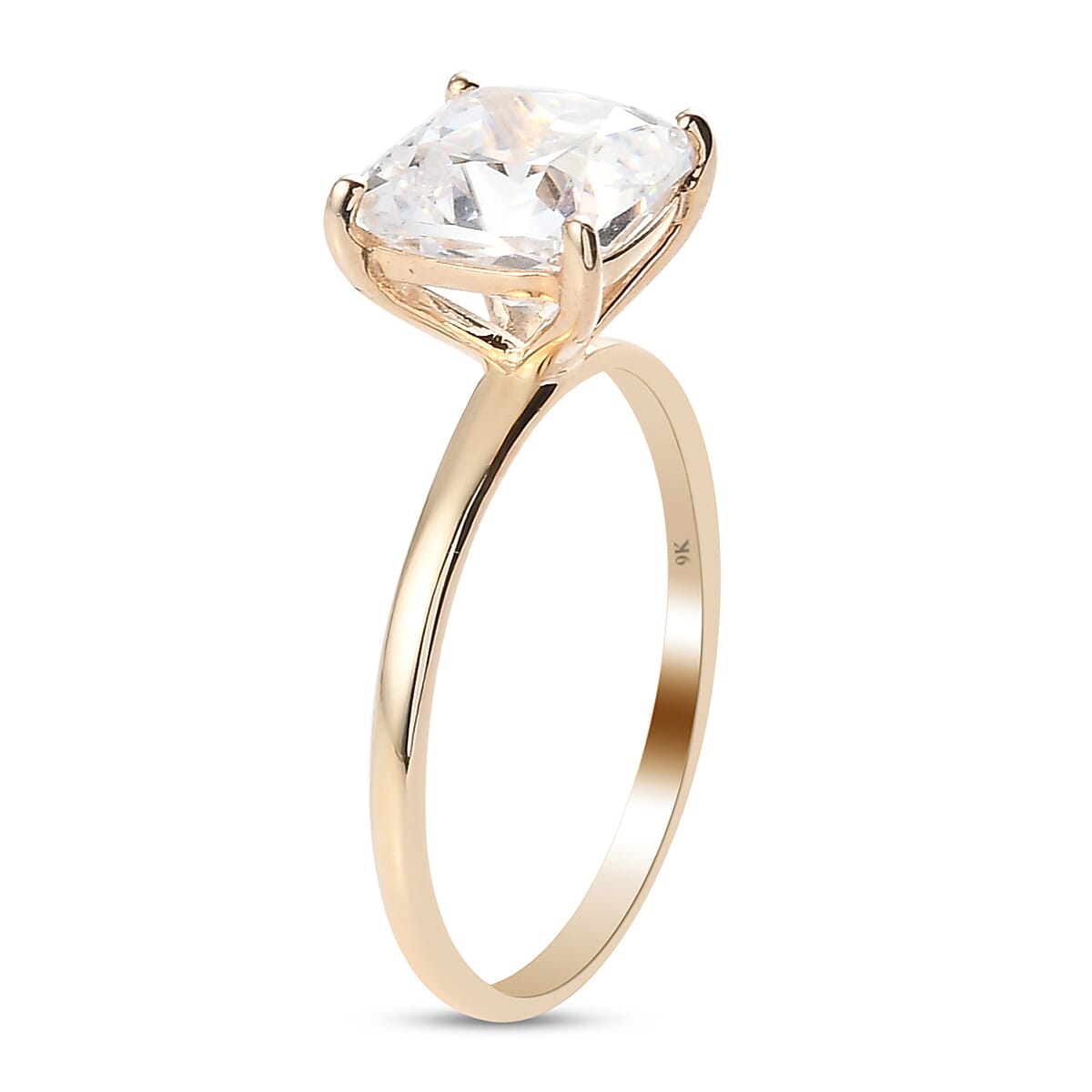 Lustro Stella 9K Yellow Gold Solitaire Ring Made with Finest CZ