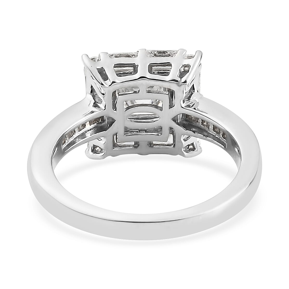 Lustro Stella Platinum Overlay Sterling Silver Ring Made with Finest CZ 3.64 Ct.