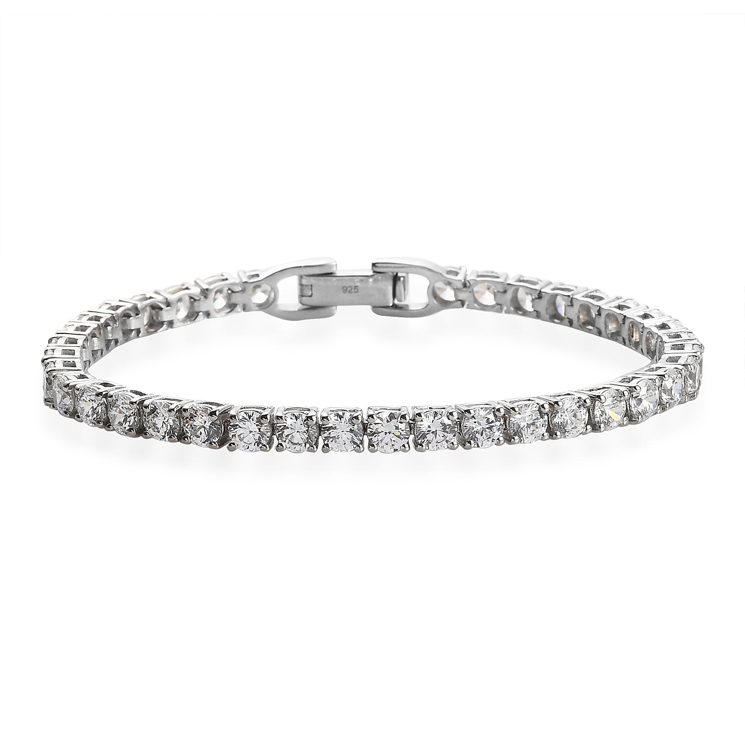J Francis - Platinum Overlay Sterling Silver Tennis Bracelet (Size - 7) Made with SWAROVSKI ZIRCONIA 16.98 Ct, Silver wt 10.07 Gms