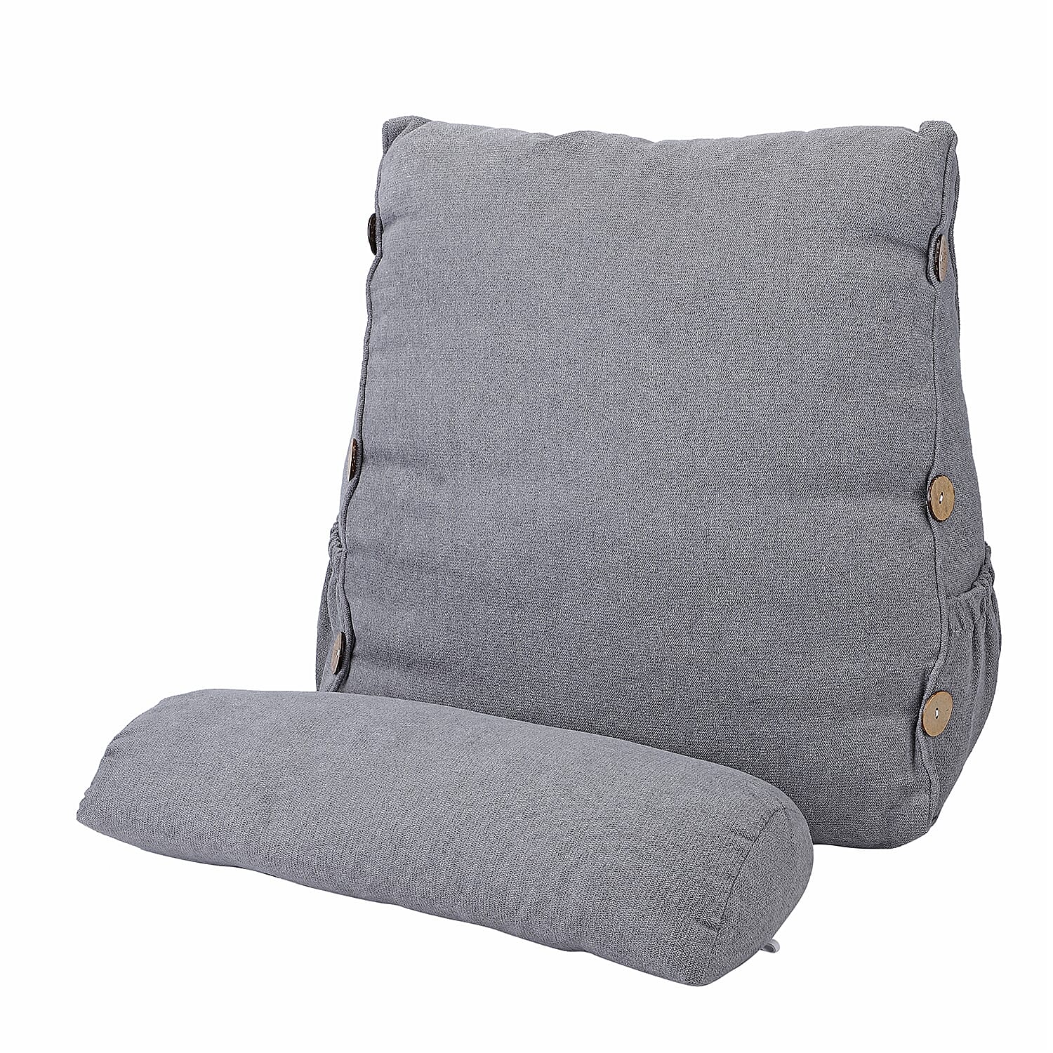 Three Dimensional Triangle Cushion with Round Pillow - Grey