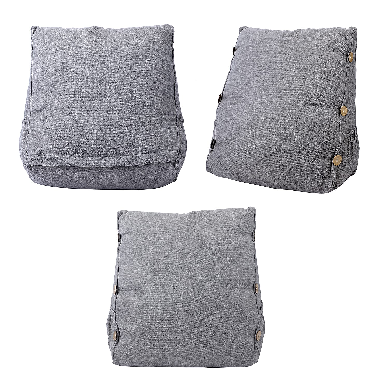 Three Dimensional Triangle Cushion with Round Pillow - Grey