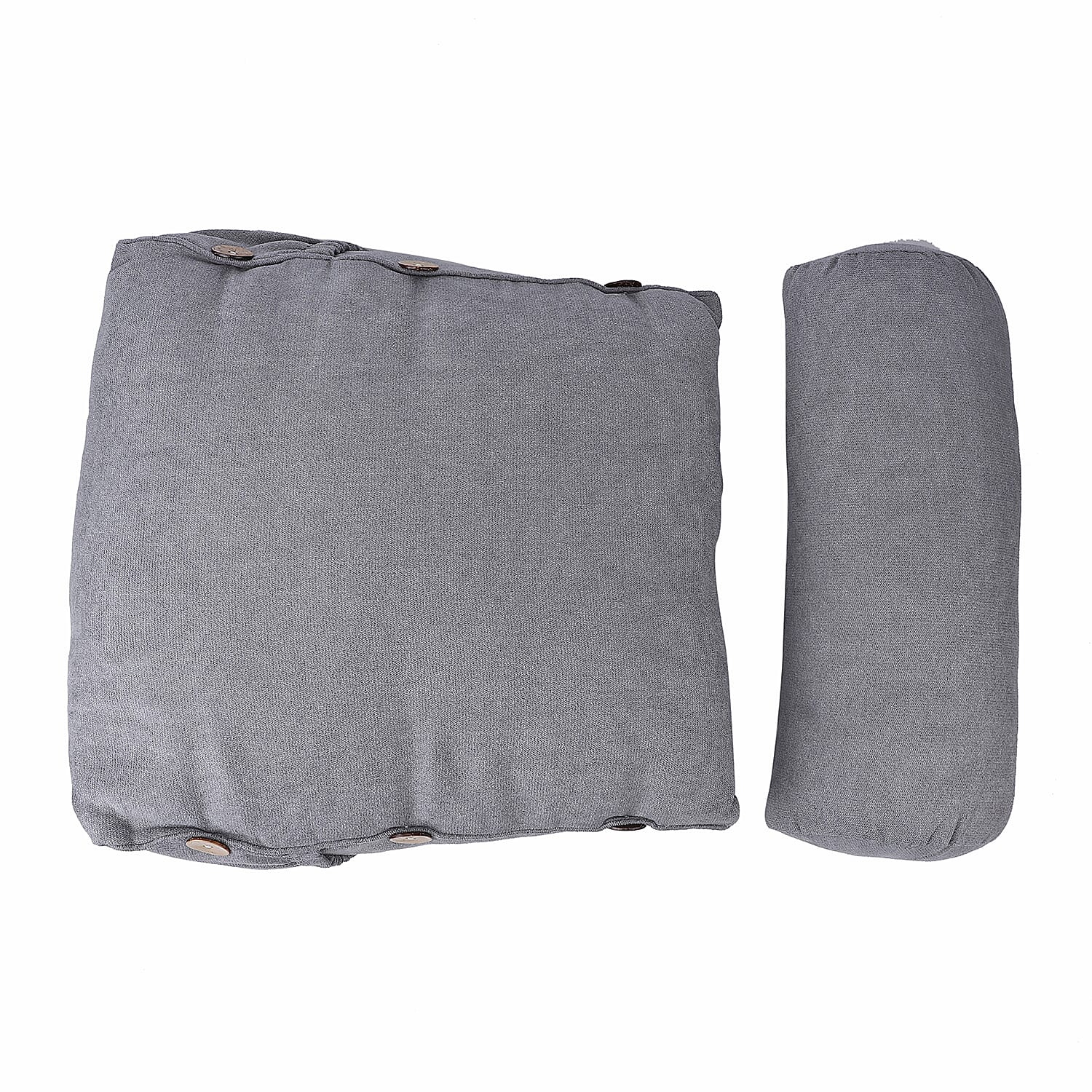 Three Dimensional Triangle Cushion with Round Pillow - Grey