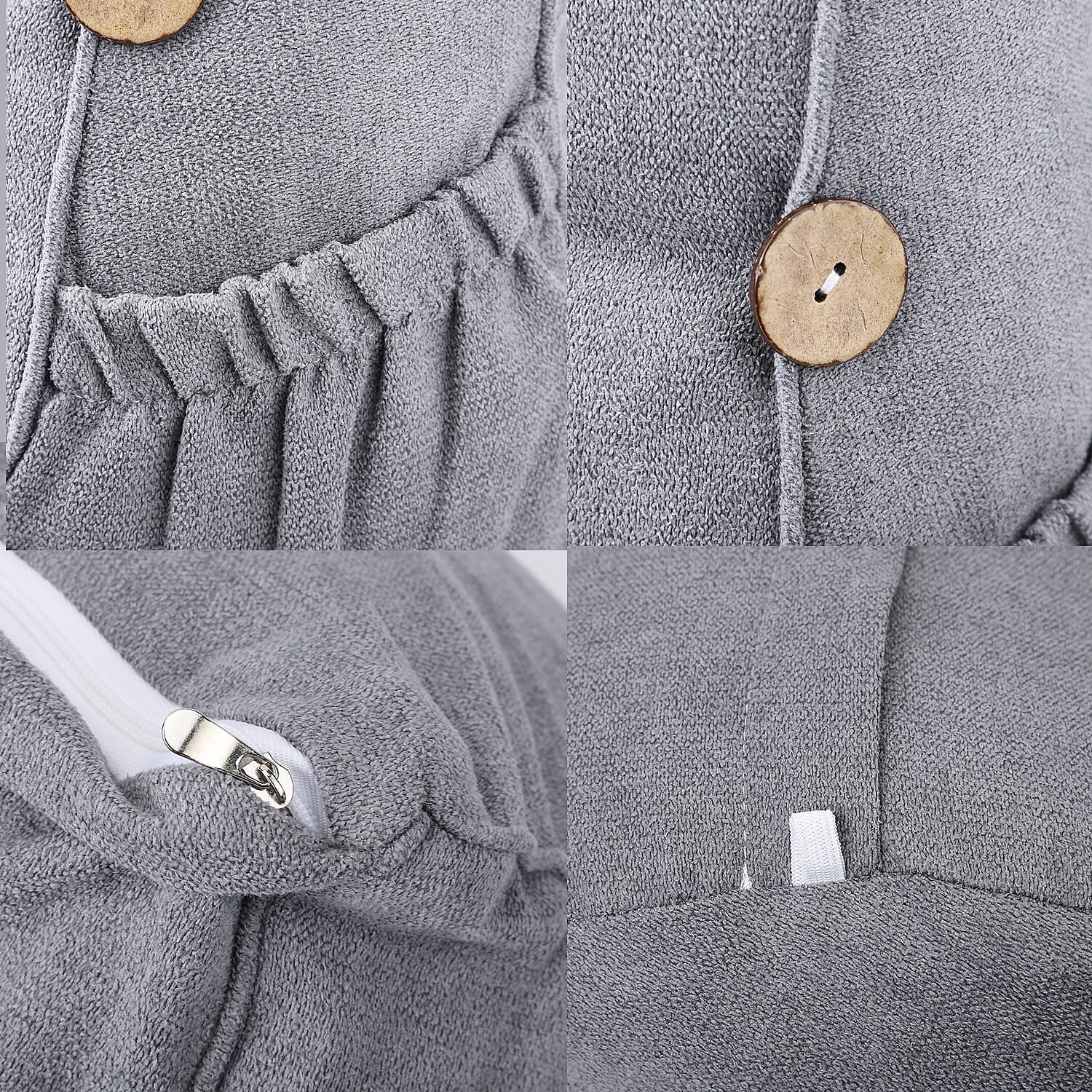 Three Dimensional Triangle Cushion with Round Pillow - Grey