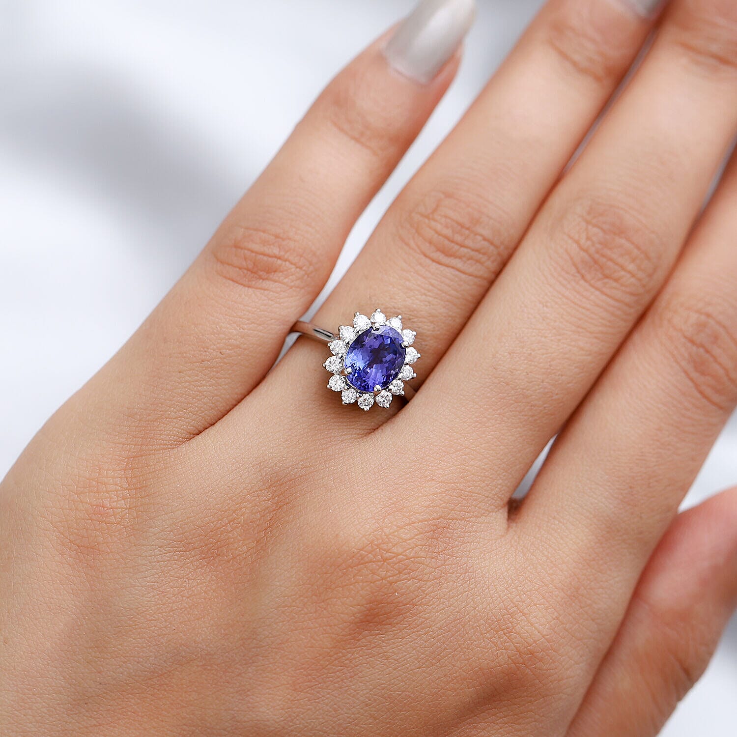 RHAPSODY 950 Platinum AAAA Tanzanite and Diamond (VS-E-F) Ring 2.52 Ct.