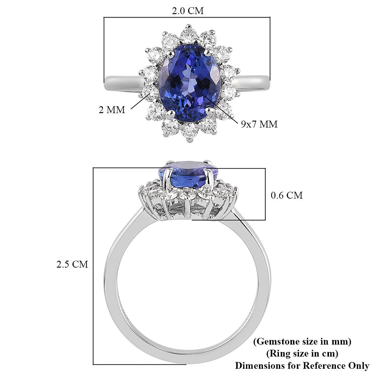 RHAPSODY 950 Platinum AAAA Tanzanite and Diamond (VS-E-F) Ring 2.52 Ct.