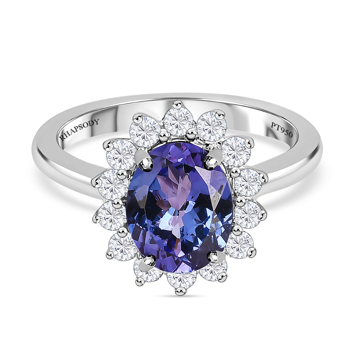 RHAPSODY 950 Platinum AAAA Tanzanite and Diamond (VS-E-F) Ring 2.52 Ct.