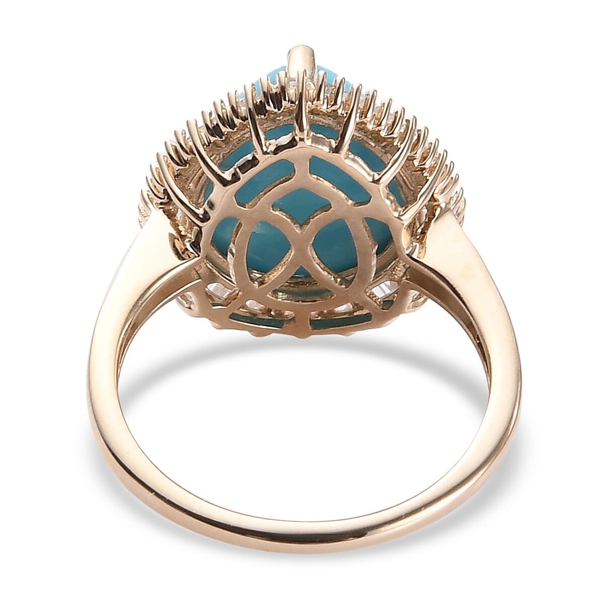 9K Yellow Gold Arizona Sleeping Beauty Turquoise and Diamond Ring 4.310 Ct
