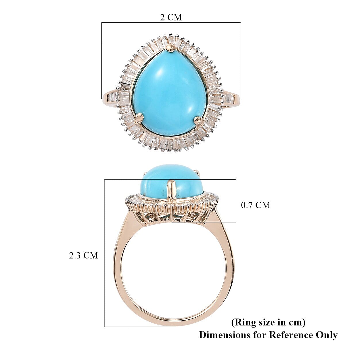 9K Yellow Gold Arizona Sleeping Beauty Turquoise and Diamond Ring 4.310 Ct