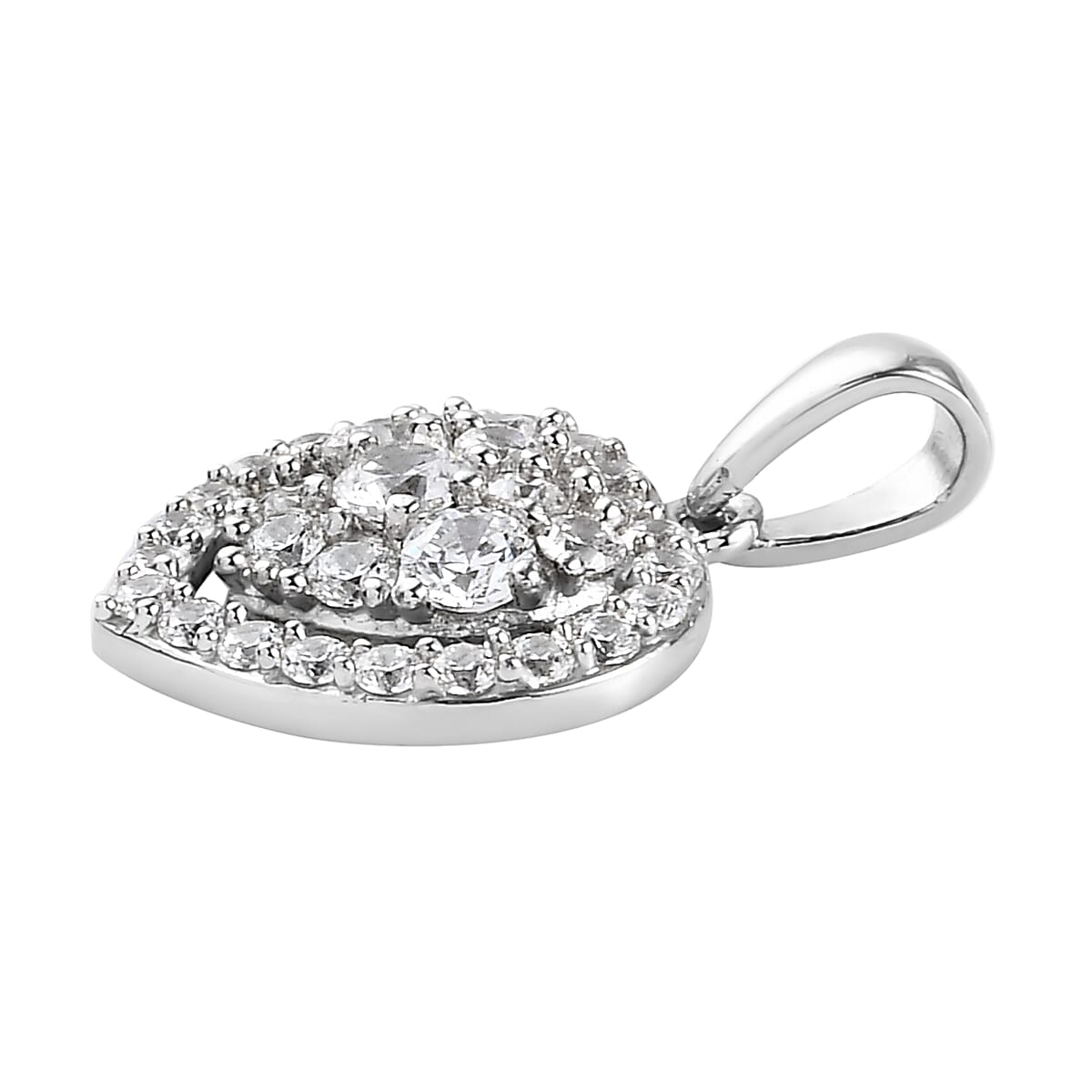 Lustro Stella Platinum Overlay Sterling Silver Heart Pendant Made with Finest CZ 1.48 Ct.