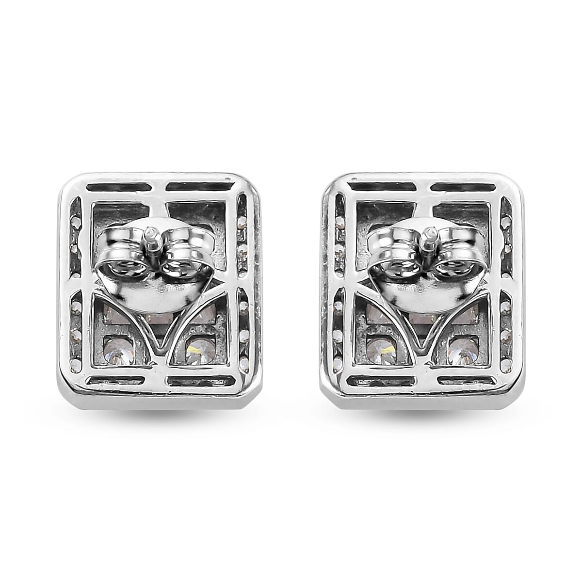 Lustro Stella Platinum Overlay Sterling Silver Stud Earrings Made with Finest CZ 3.24 Ct.