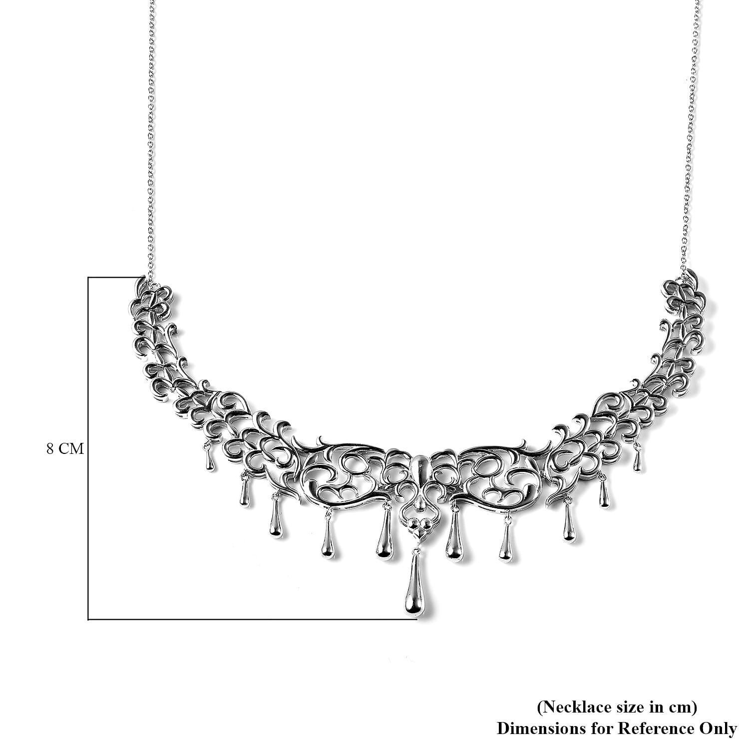 LucyQ Drip Collection - Rhodium Overlay Sterling Silver Necklace (Size 16 with 2 inch Extender)