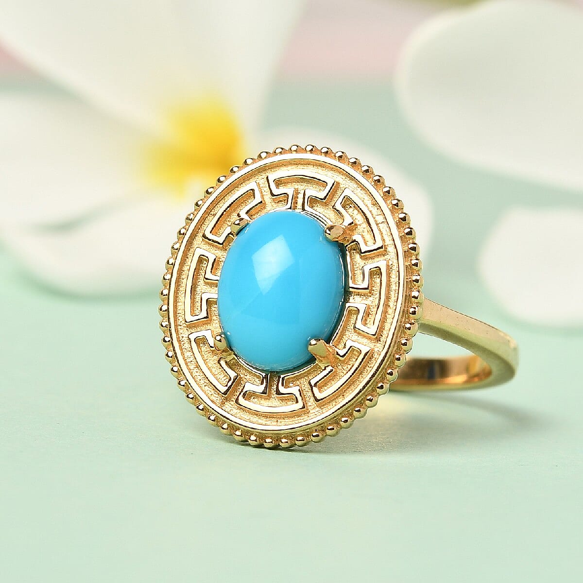 Arizona Sleeping Beauty Turquoise Ring in 14K Gold Overlay Sterling Silver 1.65 Ct.