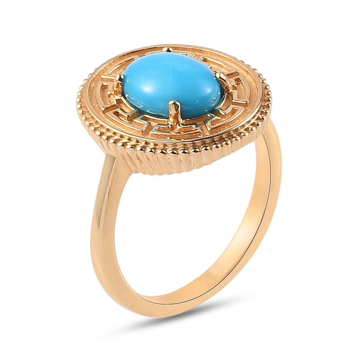 Arizona Sleeping Beauty Turquoise Ring in 14K Gold Overlay Sterling Silver 1.65 Ct.