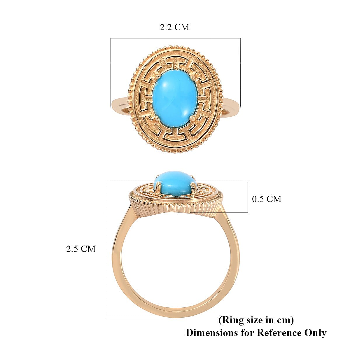 Arizona Sleeping Beauty Turquoise Ring in 14K Gold Overlay Sterling Silver 1.65 Ct.