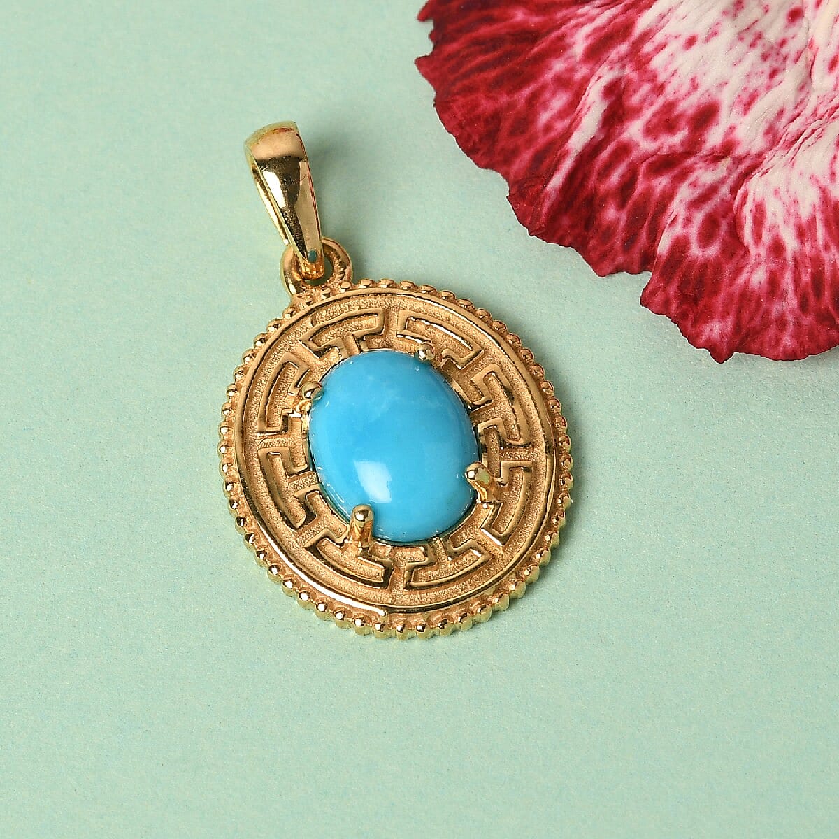 Arizona Sleeping Beauty Turquoise Pendant in 14K Gold Overlay Sterling Silver 1.320 Ct.