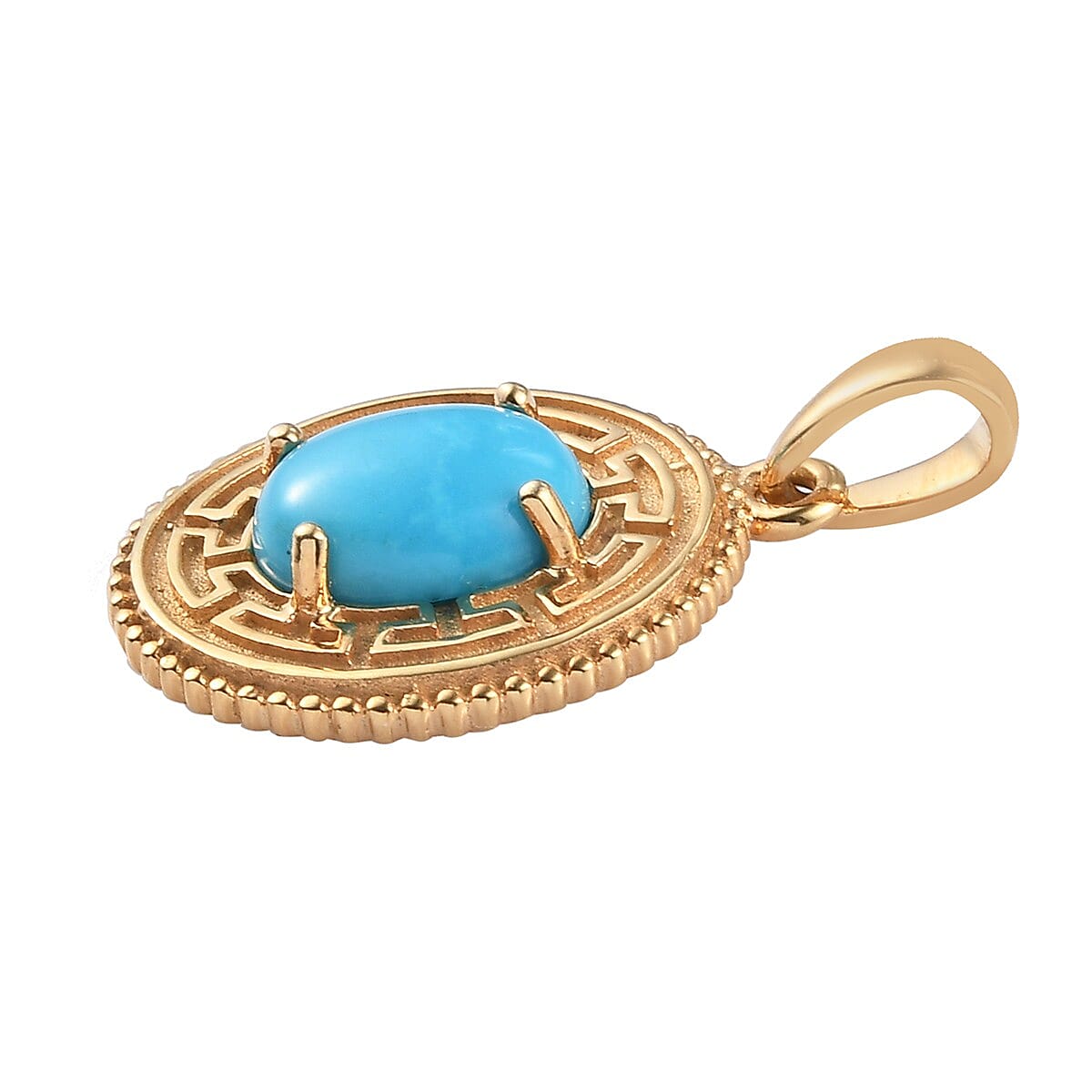 Arizona Sleeping Beauty Turquoise Pendant in 14K Gold Overlay Sterling Silver 1.320 Ct.