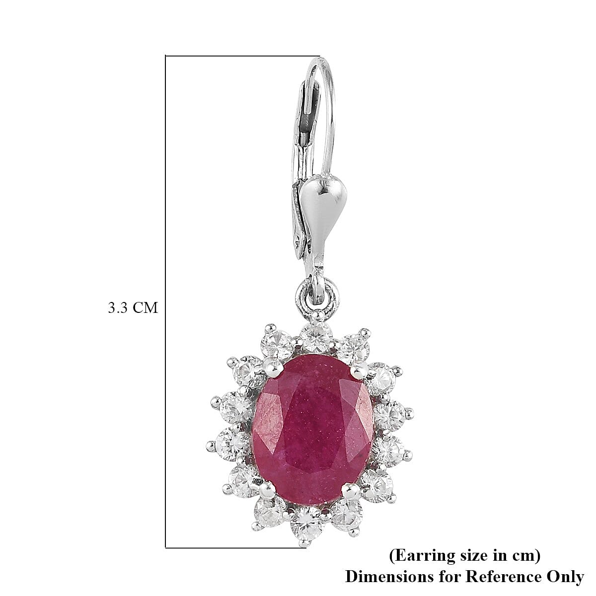 Cabo Delgado Ruby (FF) and Natural Cambodian Zircon Earrings (with Lever Back) in Platinum Overlay Sterling Silver 9.250 Ct.