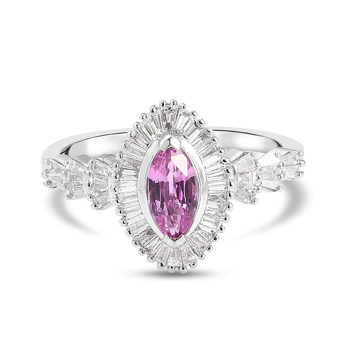 RHAPSODY 950 Platinum AAAA Pink Sapphire and Diamond (VS-E-F) Ring 1.33 Ct.