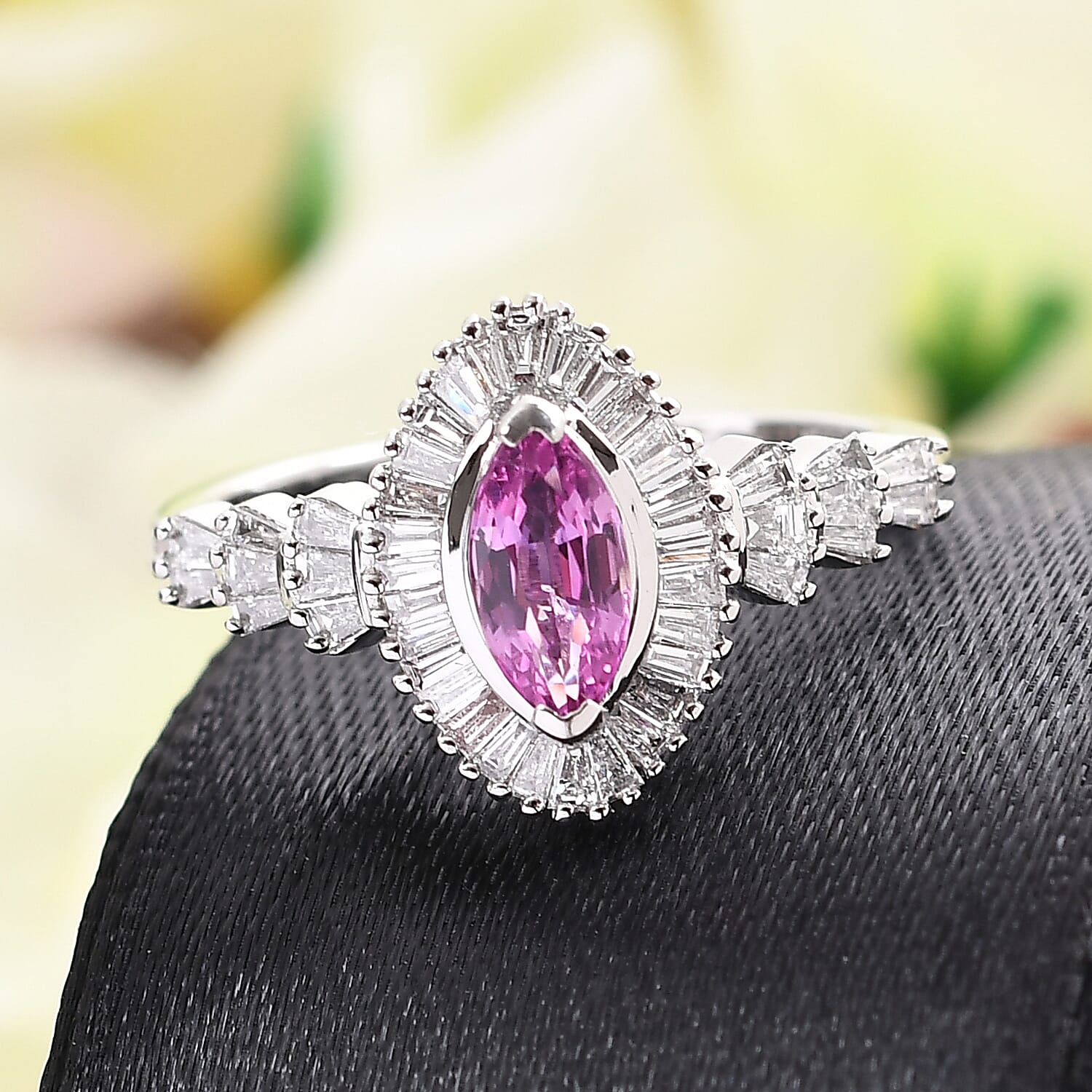 RHAPSODY 950 Platinum AAAA Pink Sapphire and Diamond (VS-E-F) Ring 1.33 Ct.