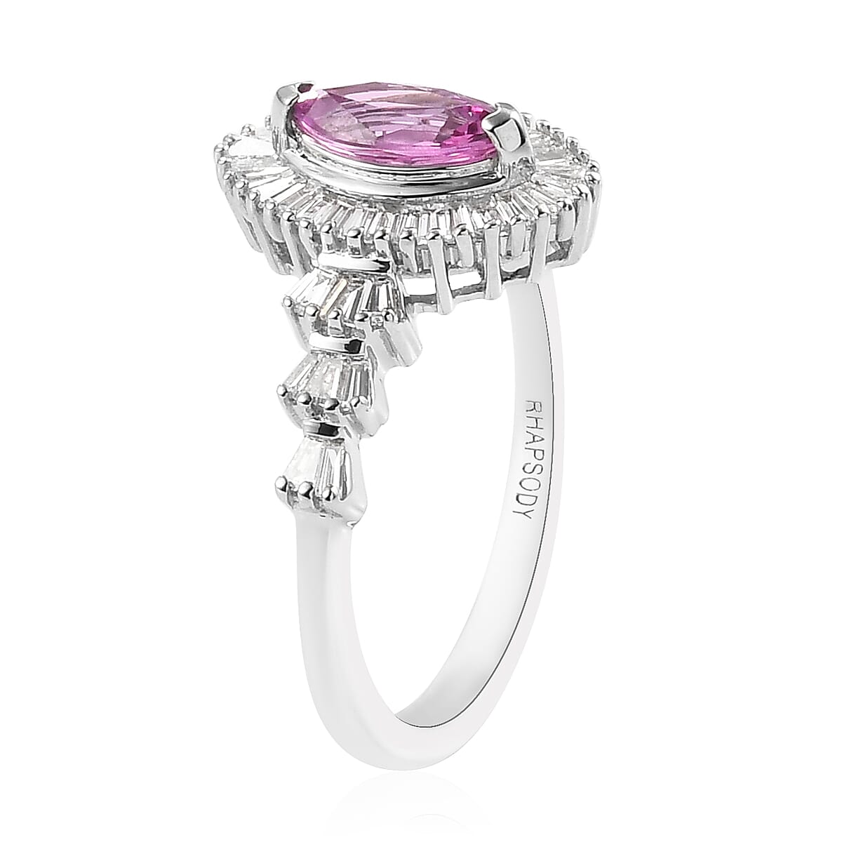 RHAPSODY 950 Platinum AAAA Pink Sapphire and Diamond (VS-E-F) Ring 1.33 Ct.