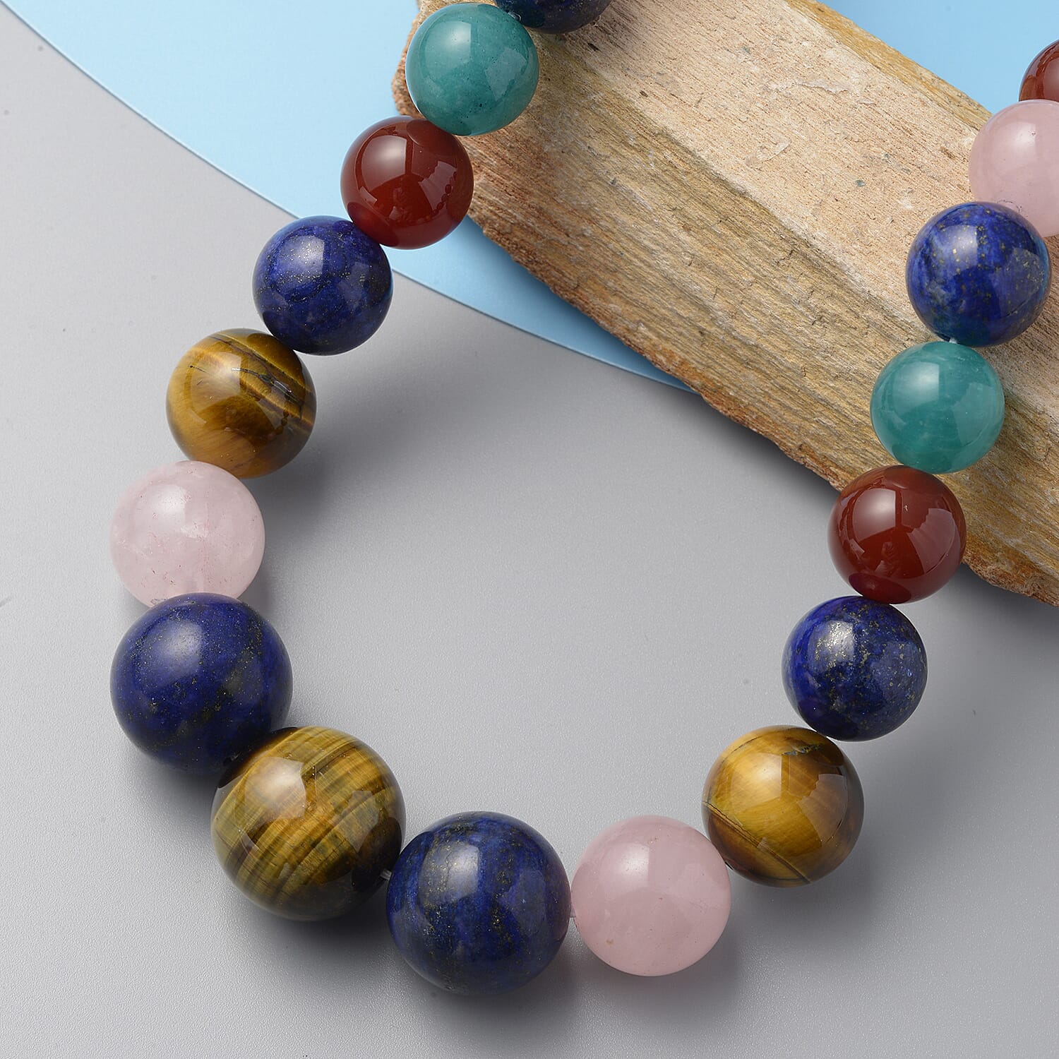 Multi Gemstones Beads Necklace with Magnetic Lock (Size 18) in Rhodium Overlay Sterling Silver 671.50 Ct, Silver Wt 5.00 Gms.