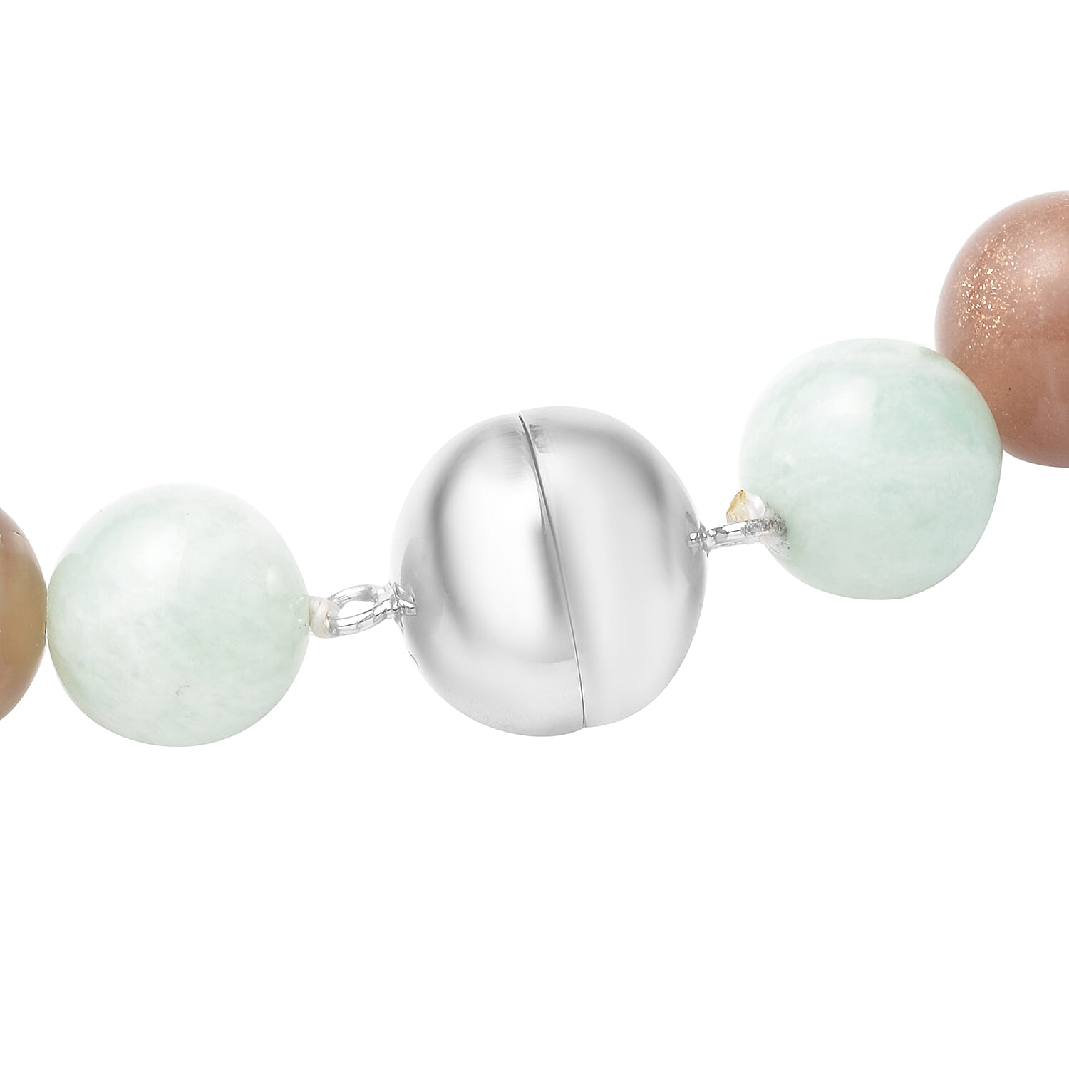 Multi Gemstones Beads Necklace with Magnetic Lock (Size 18) in Rhodium Overlay Sterling Silver 671.50 Ct, Silver Wt 5.00 Gms.