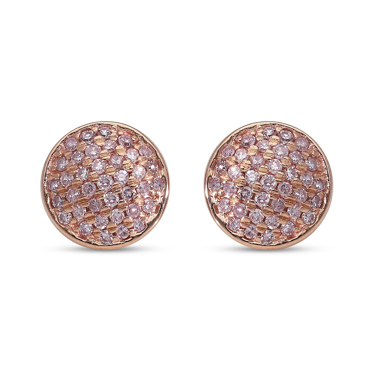 9K Rose Gold Natural Pink Diamond Stud Earrings 0.35 Ct.