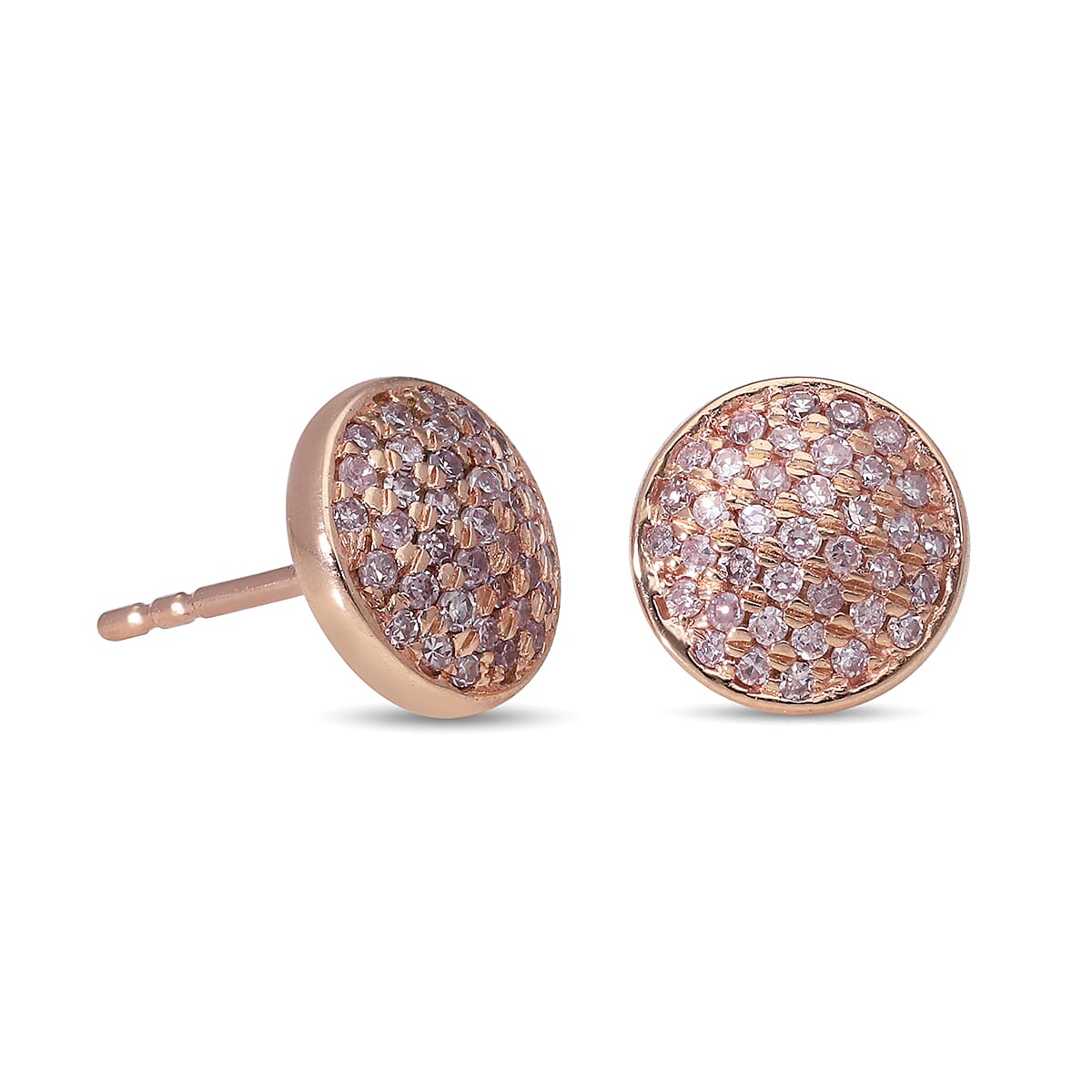 9K Rose Gold Natural Pink Diamond Stud Earrings 0.35 Ct.