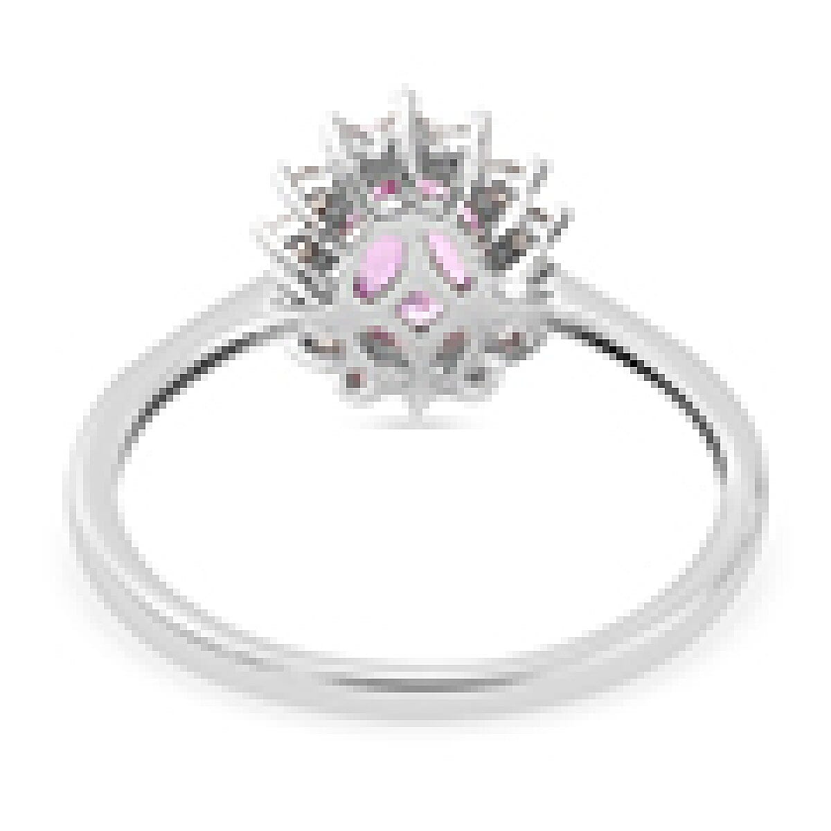 9K White Gold AA Pink Sapphire and Diamond Ring 1.04 Ct.