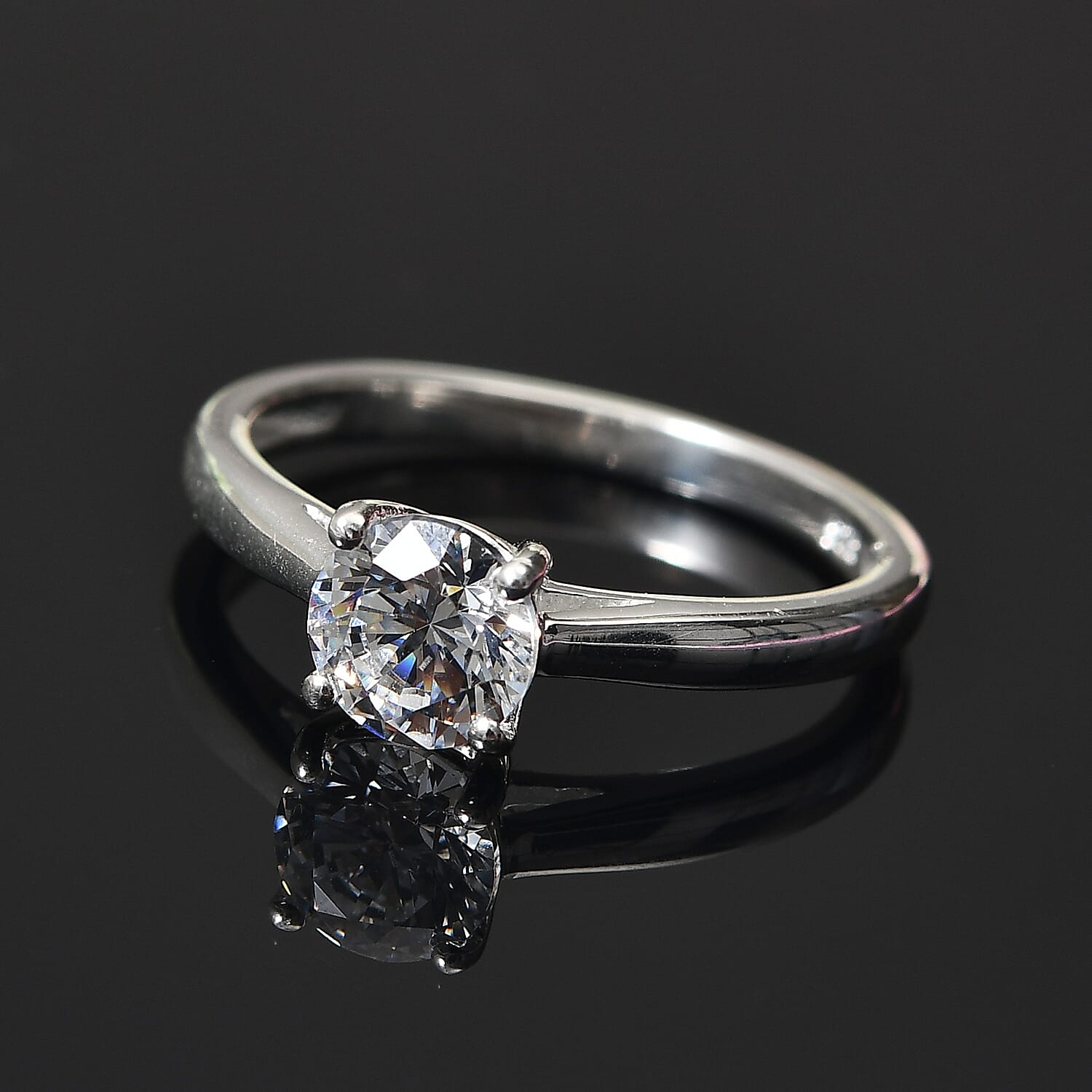 Lustro Stella Sterling Silver Ring Made with Finest CZ 1.49 Ct