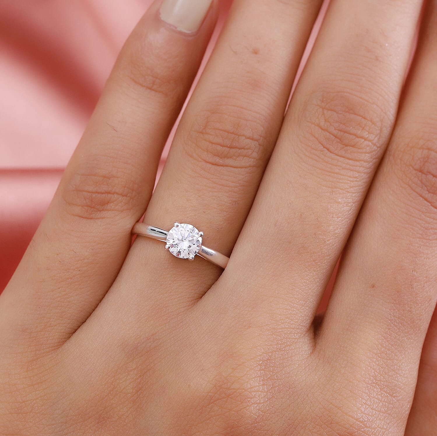 Lustro Stella Sterling Silver Ring Made with Finest CZ 1.49 Ct