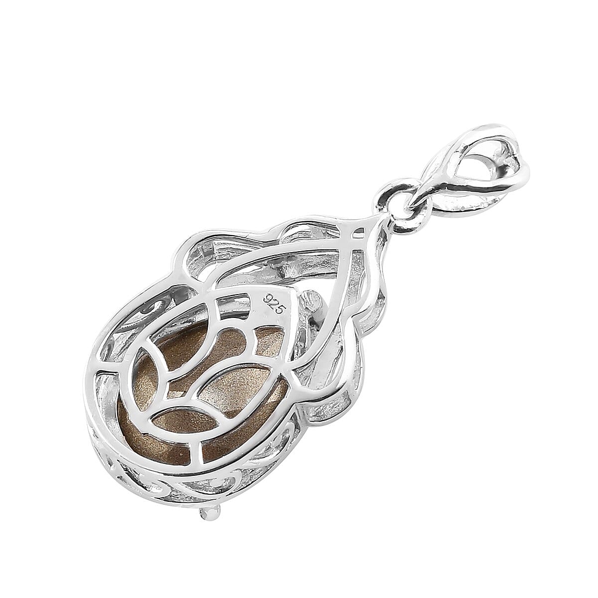 Lustro Stella - Emerald Colour Crystal Solitaire Pendant in Platinum Overlay Sterling Silver