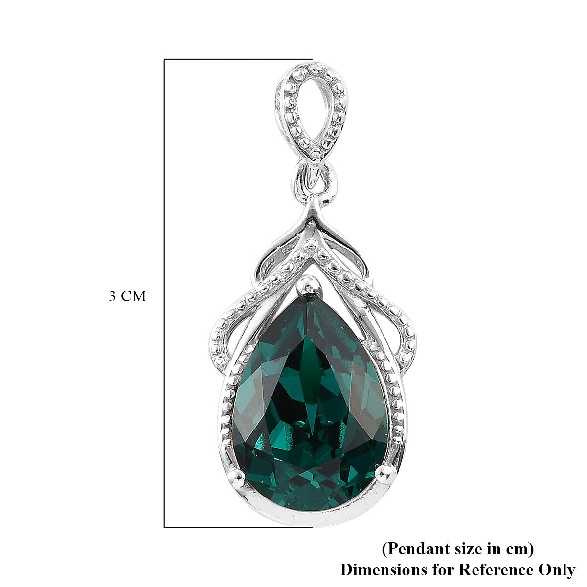 Lustro Stella - Emerald Colour Crystal Solitaire Pendant in Platinum Overlay Sterling Silver